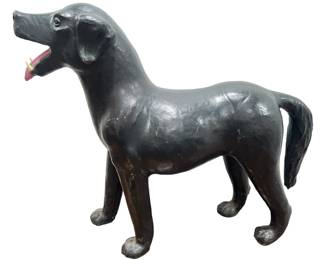 Life Size Folk Art Leather Dog Figure
