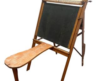 Early 20th C Oak Schoolhouse Map & Chalkboard

