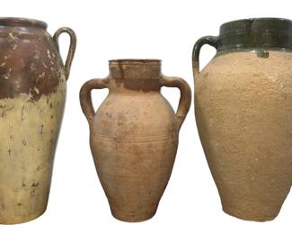 Three Terracotta Handled Oil Jars

