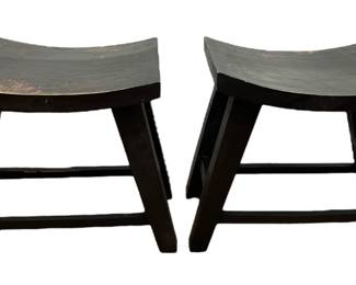 Black Asian Stools, Pair
