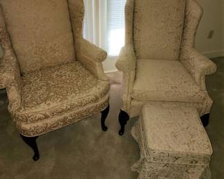 upholstered chairs and ottoman
