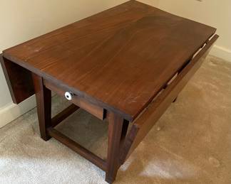 Mid century modern coffee table with drop leaves and drawers