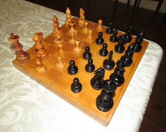 Vintage wooden chess set