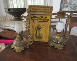 Rare antique Vapo-Cresolene vapor burners with original box