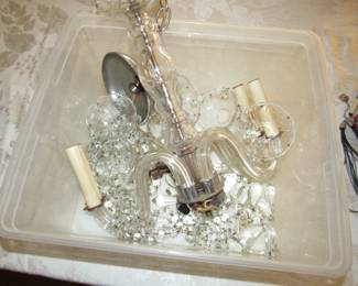 Antique glass chandelier with all parts & prisms