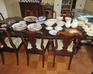 Large walnut dining table with beautiful wood grain