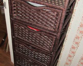 Rolling wicker shelf