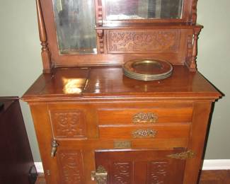 Antique ice box with original brass hardware