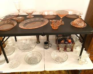 NICE SELECTION OF PINK DEPRESSION GLASS.