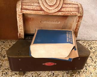 VERY CLEAN ANTIQUE SAFE-GLO GAS HEATER WITH GRATES.