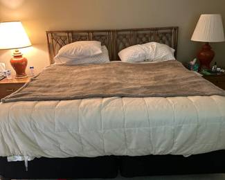 Bed with bamboo headboard