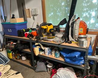 Garage full of tools and shelving units