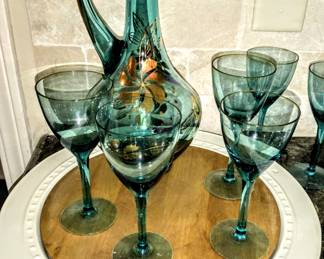 Nora Fleming round Pearl Dot serving platter with JK Adams wooden charcuterie board