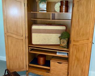 Office desk, armoire w/ pull desk. 