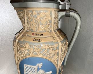 Mettlach, Stein.  3.1L,  #6. Dated 1894. Scenes of Germania & Noah's Ark
