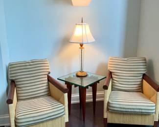 John Hutton, lounge chair. Matching set. Niedermaier table, grid series, side table 