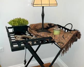 Metal framed, tea table /caddy. 