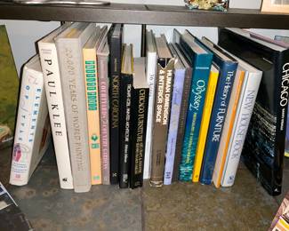 Coffee table books, Bakers rack, marble shelves
