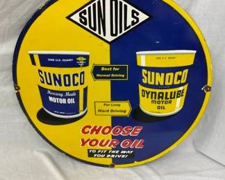 30IN. PORC. SUN OILS SUNOCO SIGN