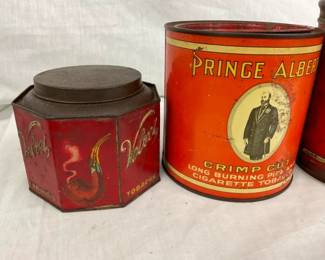 EARLY OCTAGON VELVET TOBACCO TIN