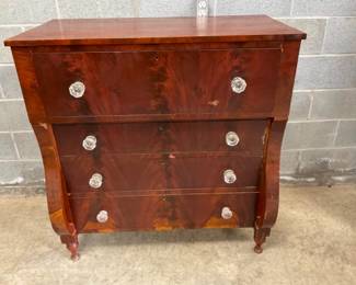 WALNUT EMPIRE 4 DRAWER CHEST