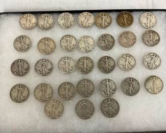 SILVER WALKING LIBERTY HALVES 1920'S-40'