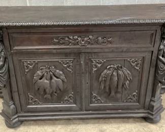 EARLY ORNATE WALNUT SIDEBOARD