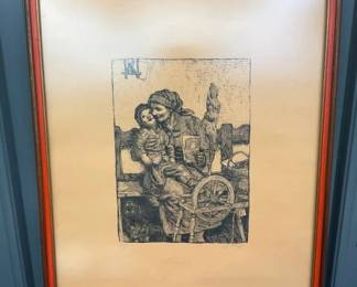 EARLY DRAWING SIGNED 21X29