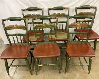 SET (6) HITCHCOCK TOIL PAINTED CHAIRS