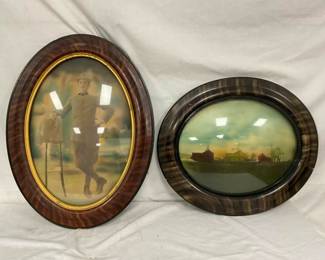 EARLY VINTAGE BUBBLE GLASS PICTURES