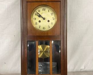 VINTAGE WALL CLOCK W/BEVELED GLASS