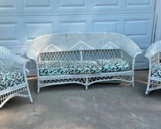 WICKER SEATEE AND CHAIRS