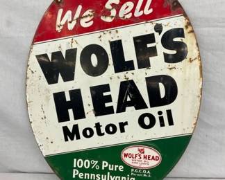 1964 DST WOLFS HEAD MOTOR OIL SIGN 23X30