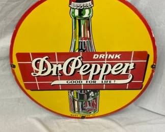 30in. PORC. DR. PEPPER SIGN