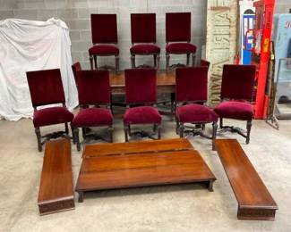 ORNATE 11PC. WALNUT DINING SET