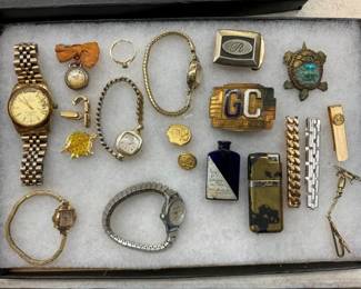 VARIOUS WATCHES/MONEY CLIPS/PINS/ETC.