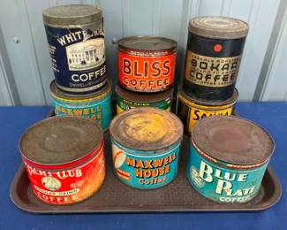 VARIOUS EARLY COFFEE CANS