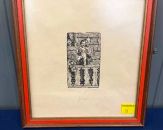 EARLY DRAWING SIGNED 11 1/2X12 1/2