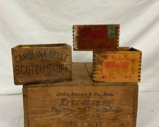 VARIOUS EARLY WOODEN ADV. BOXES