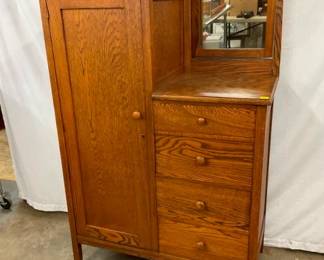 OAK CHEFARO W/ MIRROR