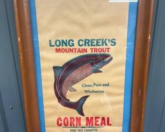 FRAMED LONG CREEK CORN MEAL BAG 10X20