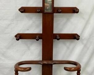 ORNATE WALNUT HALL TREE W/ MIRROR