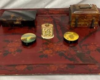 VINTAGE DRESSER BOXES, EARLY TRAY, OTHER