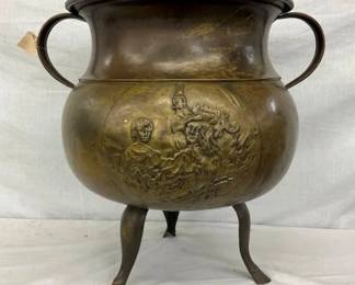 LARGE BRONZE FOOTED VASE