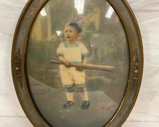 EARLY VINTAGE BUBBLE GLASS PICTURE 16X22