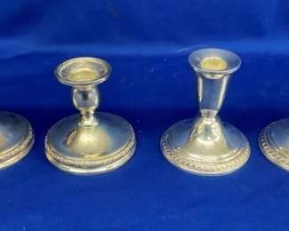(4) SILVER CANDLE HOLDERS