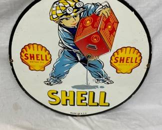 30IN. PORC SHELL MOTOR OIL SIGN
