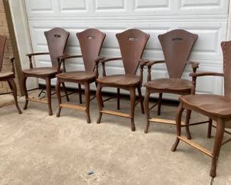 SET (6) NICE MATCHING OAK BILLIARD CHAIRS