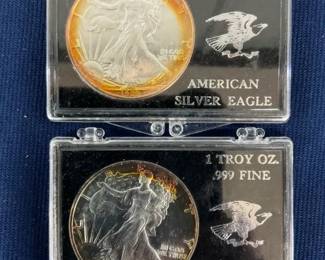 2 1 TROY OZ SILVER AMERICAN EAGLES