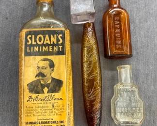 EARLY DRUG STORE BOTTLES W/ PAPER LABEL
